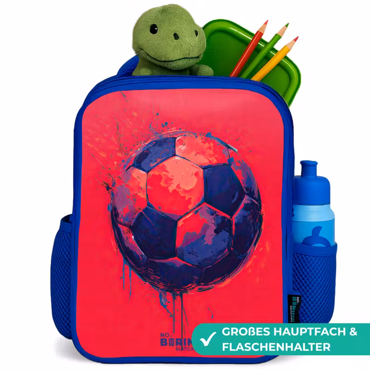 Voetbal - Verf - Blauw - Rood Kinderrugzak - Blauw middel -inhoud_DE