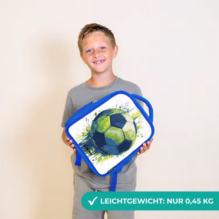 Voetbal - Verf - Groen - Blauw Kinderrugzak - Blauw middel -sfeer1_DE