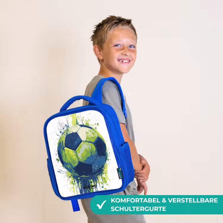 Voetbal - Verf - Groen - Blauw Kinderrugzak - Blauw middel -sfeer3_DE