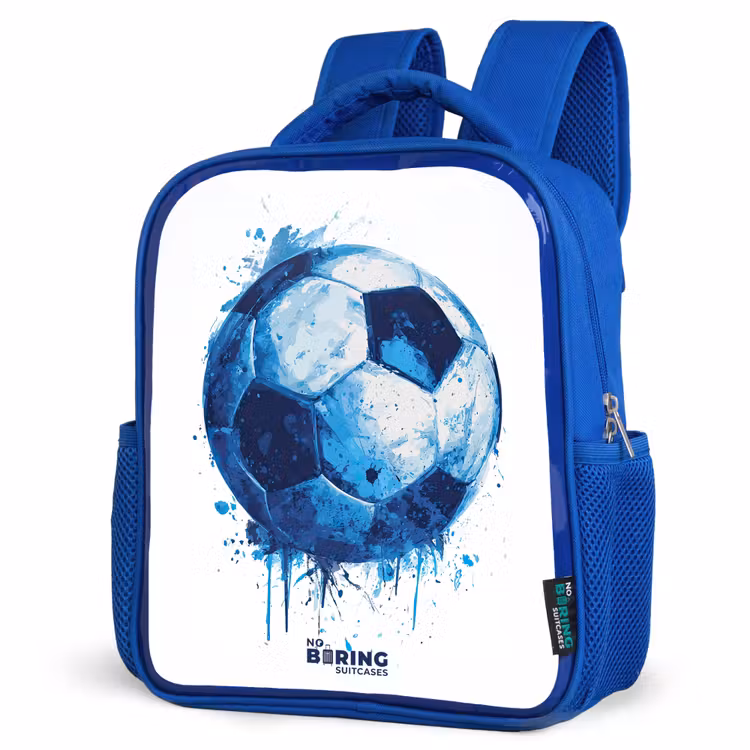 Voetbal - Inktspatten - Blauw - Bal Kinderrugzak - Blauw middel -schuin