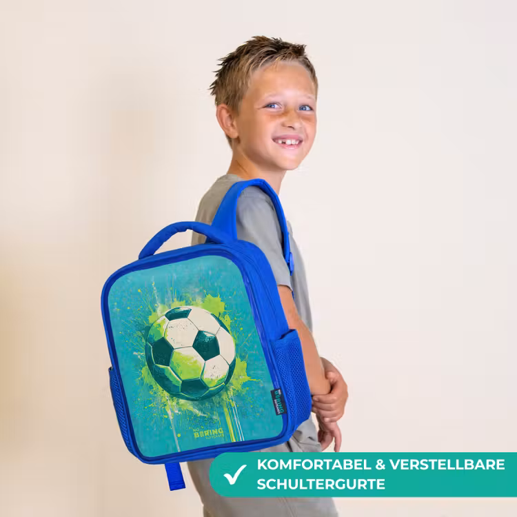 Voetbal - Verfspatten - Groen - Blauw Kinderrugzak - Blauw middel -sfeer3_DE