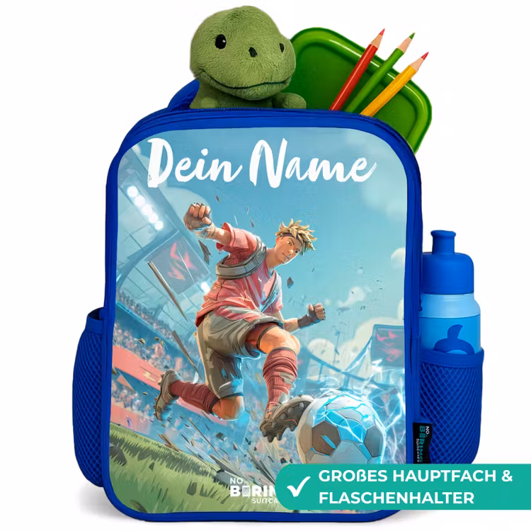 Voetbal - Jongen - Stadion - Elektrisch Kinderrugzak - Blauw middel -inhoud_DE