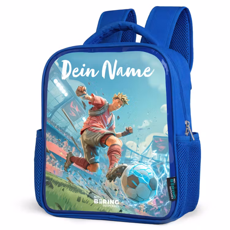 Voetbal - Jongen - Stadion - Elektrisch Kinderrugzak - Blauw middel -schuin