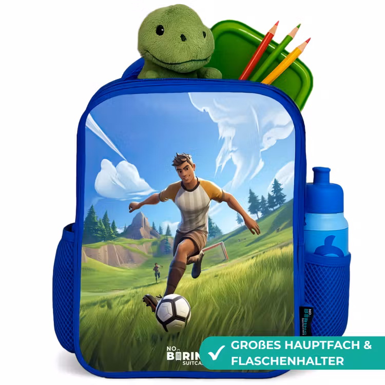 Voetbal - Jongen - Goal - Voetbaltenue Kinderrugzak - Blauw middel -inhoud_DE