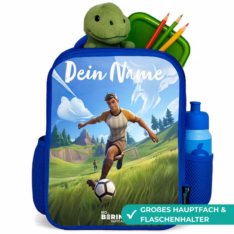 Voetbal - Jongen - Goal - Voetbaltenue Kinderrugzak - Blauw middel -inhoud_DE