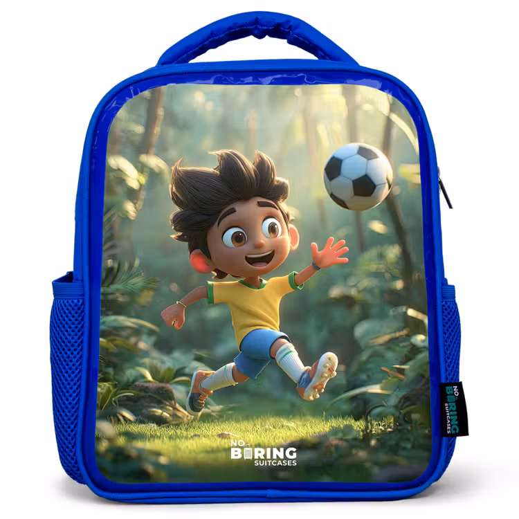 Voetbal - Jongen - Bos Kinderrugzak - Blauw middel -3d