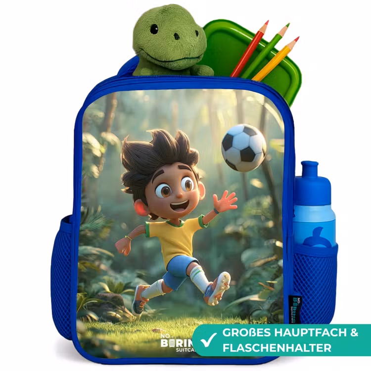 Voetbal - Jongen - Bos Kinderrugzak - Blauw middel -inhoud_DE