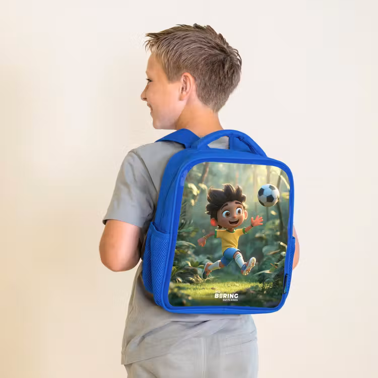 Voetbal - Jongen - Bos Kinderrugzak - Blauw middel -sfeer2
