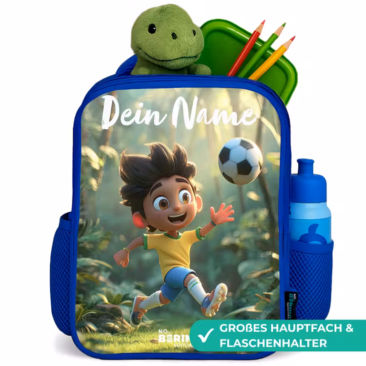 Voetbal - Jongen - Bos Kinderrugzak - Blauw middel -inhoud_DE