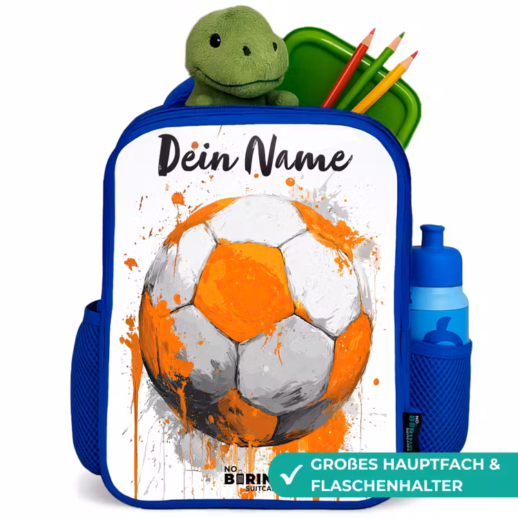 Voetbalvibes - Verf - Oranje Kinderrugzak - Blauw middel -inhoud_DE