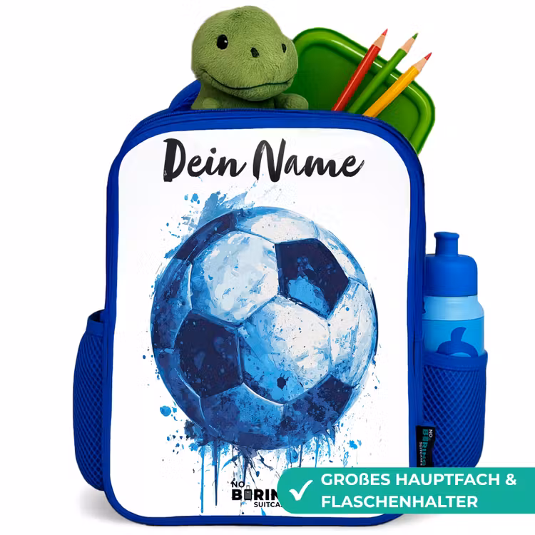Voetbalvibes - Inktspatten - Blauw Kinderrugzak - Blauw middel -inhoud_DE