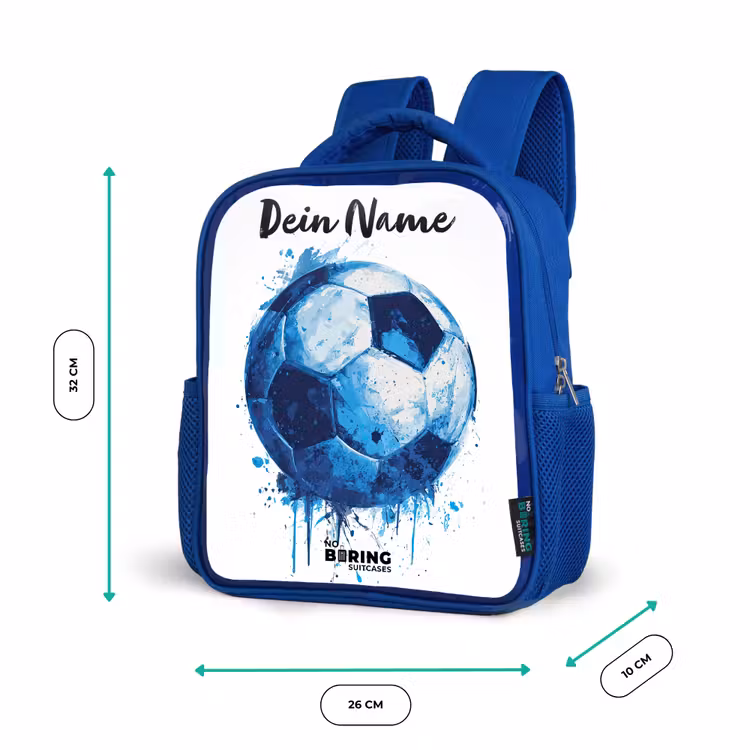 Voetbalvibes - Inktspatten - Blauw Kinderrugzak - Blauw middel -productfoto_formaten