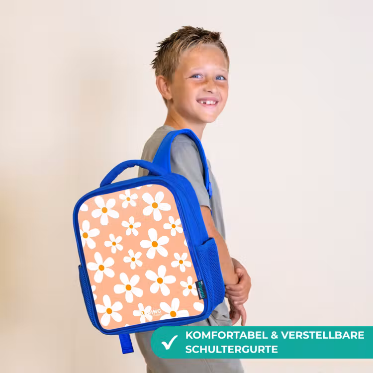 Madeliefjesmania perzik Kinderrugzak - Blauw middel -sfeer3_DE