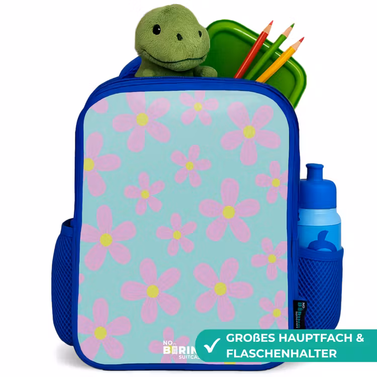 Madeliefjesmania mint Kinderrugzak - Blauw middel -inhoud_DE