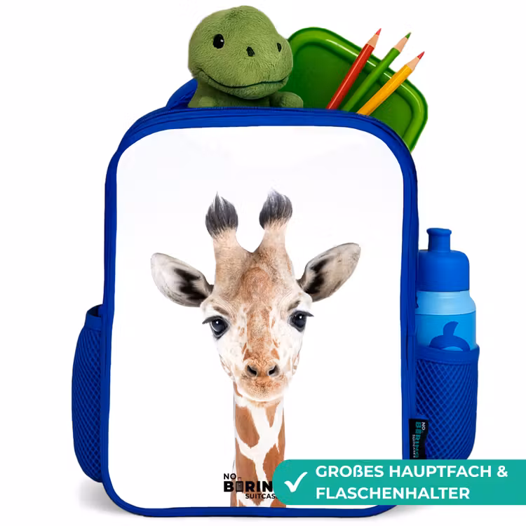 Gerrie Giraffe Kinderrugzak - Blauw middel -inhoud_DE