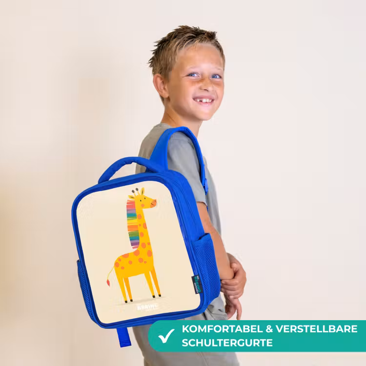 Giraffe - Dier - Kleurrijk Kinderrugzak - Blauw middel -sfeer3_DE