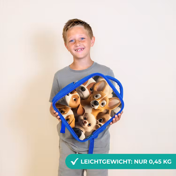 Vrolijke Hondjes Kinderrugzak - Blauw middel -sfeer1_DE
