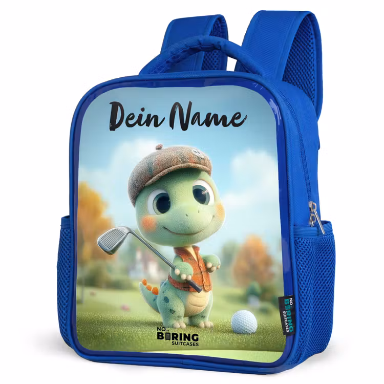 Golf - Dino - Groen Kinderrugzak - Blauw middel -schuin