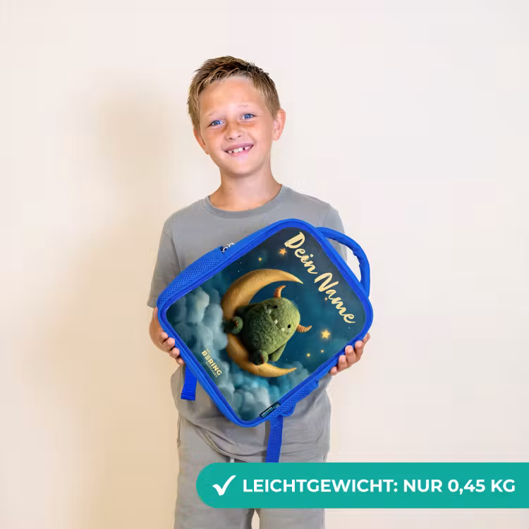 Groen monster op maansikkel Kinderrugzak - Blauw middel -sfeer1_DE