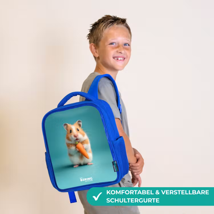 Hamster - Wortel - Dier Kinderrugzak - Blauw middel -sfeer3_DE
