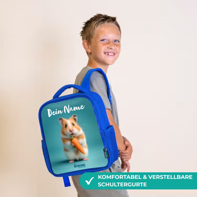 Hamster - Wortel - Dier Kinderrugzak - Blauw middel -sfeer3_DE