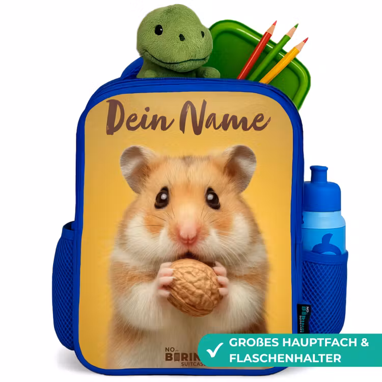 Hamster - Walnoot - Dier Kinderrugzak - Blauw middel -inhoud_DE