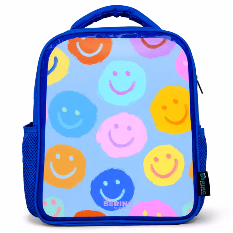 Vrolijk patroon van smileys Kinderrugzak - Blauw middel -3d