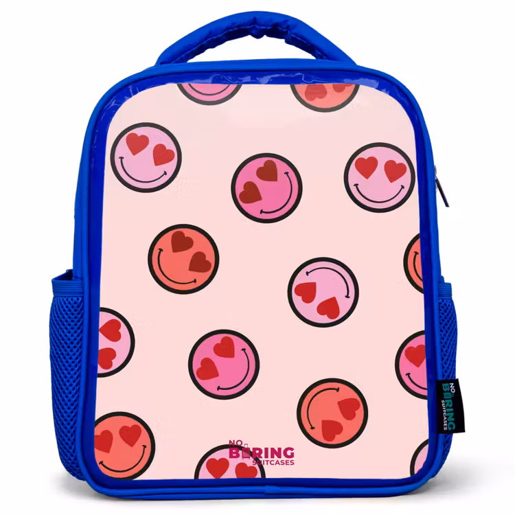 Hartje - Smiley - Patroon Kinderrugzak - Blauw middel -3d