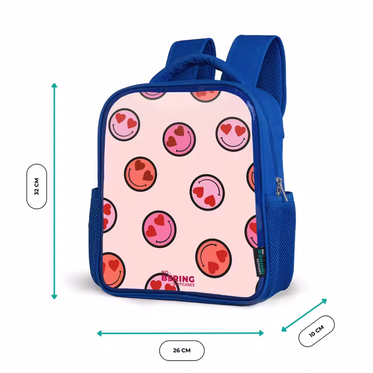Hartje - Smiley - Patroon Kinderrugzak - Blauw middel -productfoto_formaten