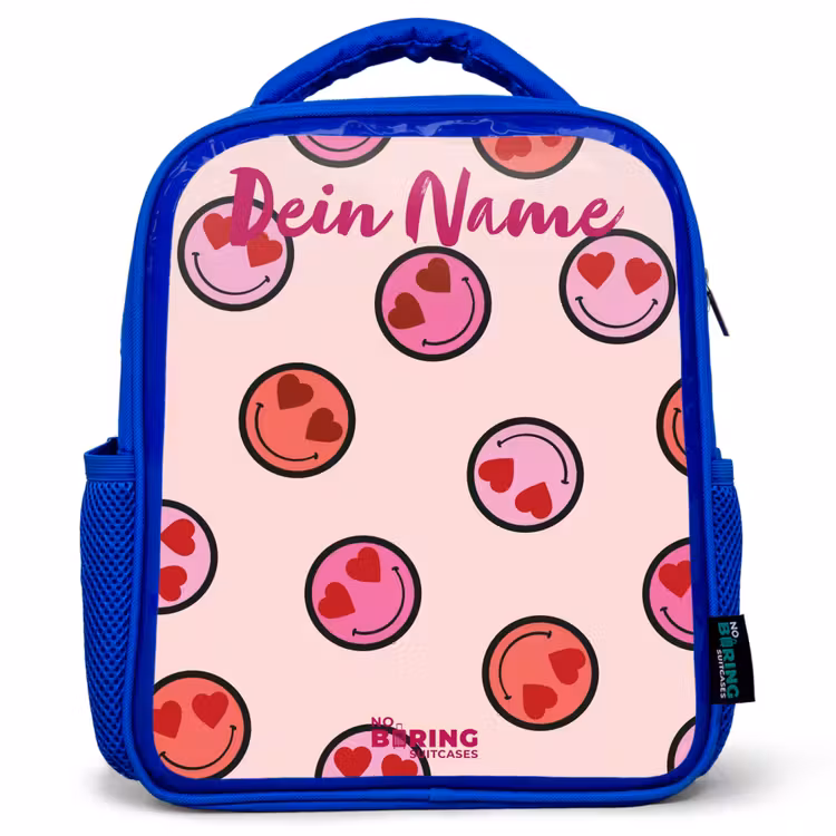 Hartje - Smiley - Patroon Kinderrugzak - Blauw middel -3d