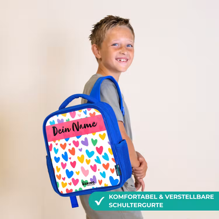Hartjes - Kleurrijk - Patroon Kinderrugzak - Blauw middel -sfeer3_DE