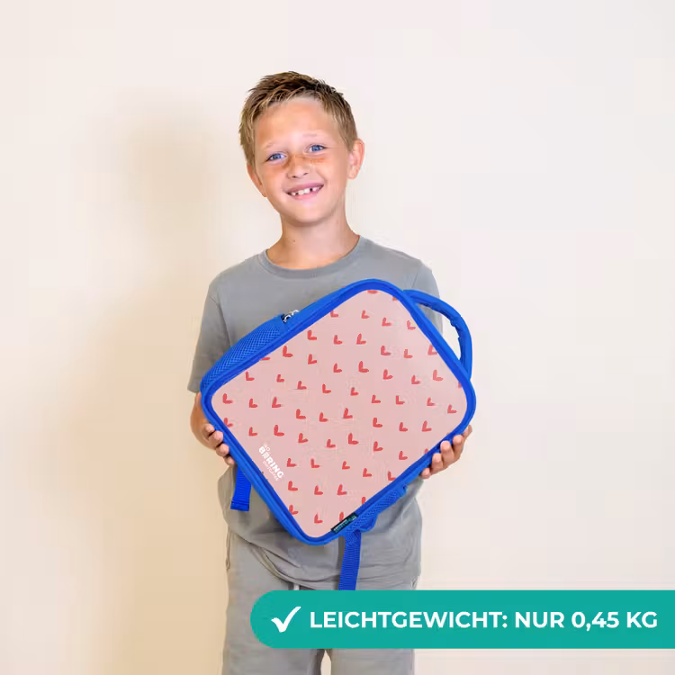 Hartjespatroon met roze kleuren Kinderrugzak - Blauw middel -sfeer1_DE