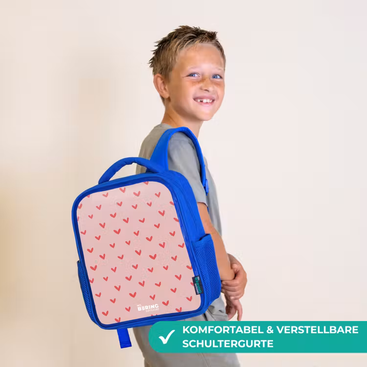 Hartjespatroon met roze kleuren Kinderrugzak - Blauw middel -sfeer3_DE
