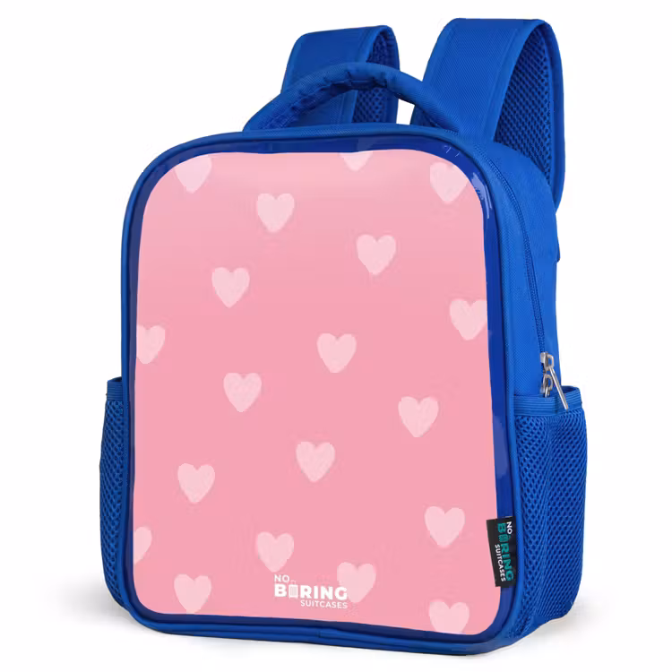Hartjesritme Kinderrugzak - Blauw middel -schuin