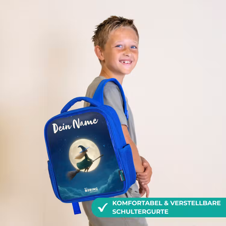 Heks in Maanlichtvlucht Kinderrugzak - Blauw middel -sfeer3_DE