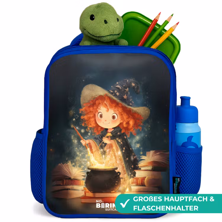 Heks met Sprankelende Toverdrank Kinderrugzak - Blauw middel -inhoud_DE