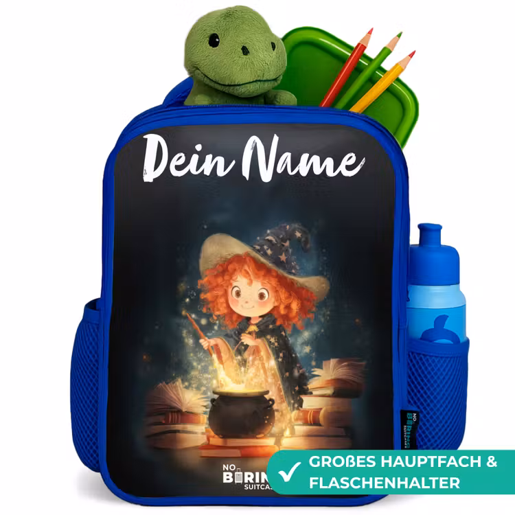 Heks met Sprankelende Toverdrank Kinderrugzak - Blauw middel -inhoud_DE