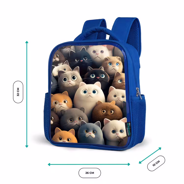 Kattigheid Kinderrugzak - Blauw middel -productfoto_formaten