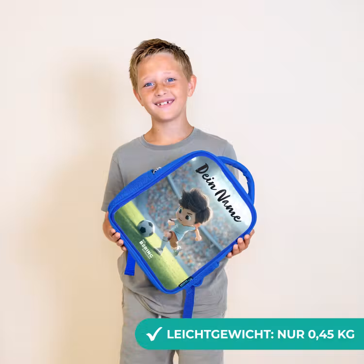 Jongen - Voetbal - Stadion - Zonlicht Kinderrugzak - Blauw middel -sfeer1_DE