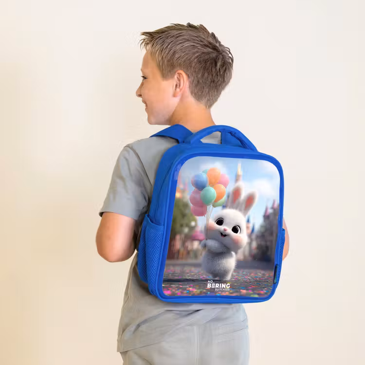 Konijn - Ballonnen Kinderrugzak - Blauw middel -sfeer2
