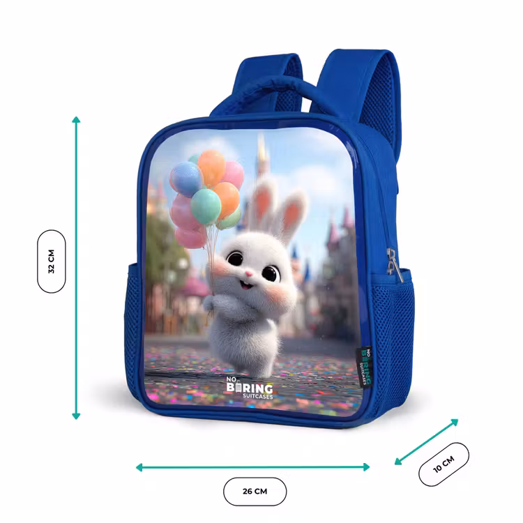 Konijn - Ballonnen Kinderrugzak - Blauw middel -productfoto_formaten