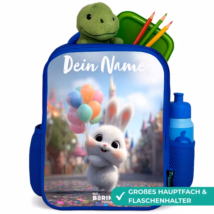 konijn - Ballonnen Kinderrugzak - Blauw middel -inhoud_DE