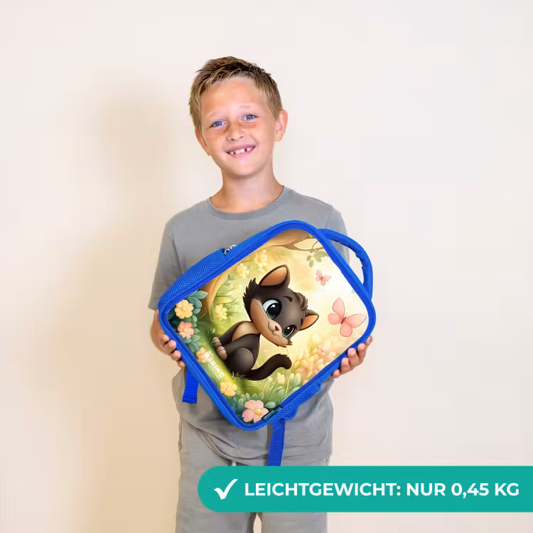 Kat - Vlinder - Bloemen Kinderrugzak - Blauw middel -sfeer1_DE
