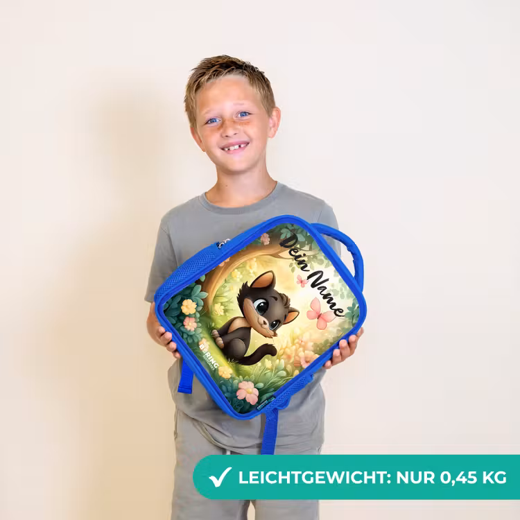 Kat - Vlinder - Bloemen Kinderrugzak - Blauw middel -sfeer1_DE
