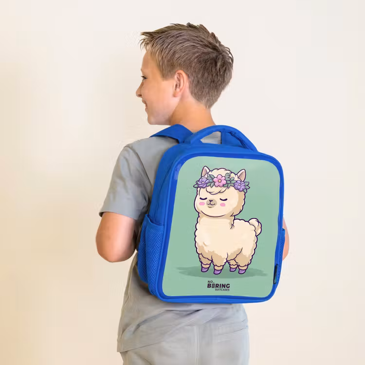 Kawai - Alpaca - Groen Kinderrugzak - Blauw middel -sfeer2