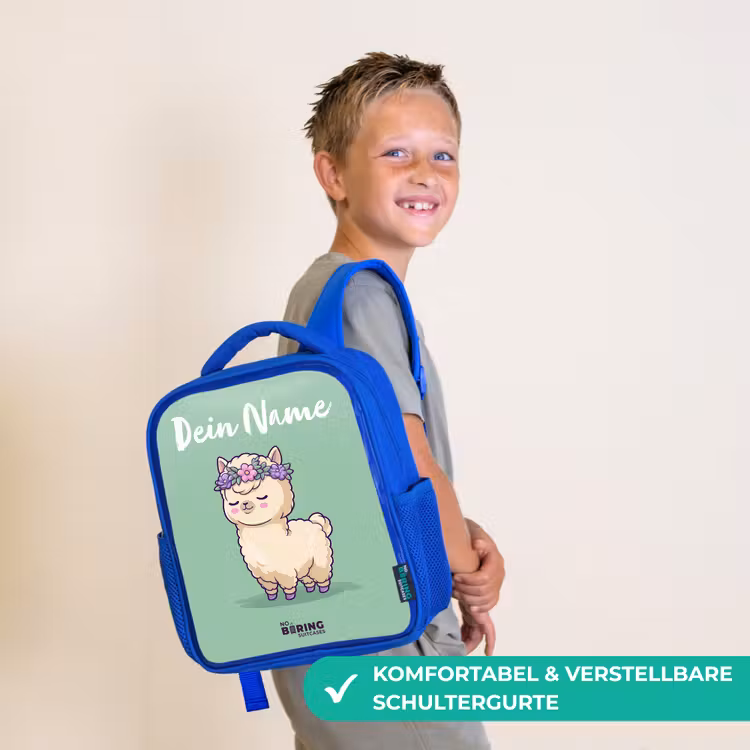 Kawai - Alpaca - Groen Kinderrugzak - Blauw middel -sfeer3_DE