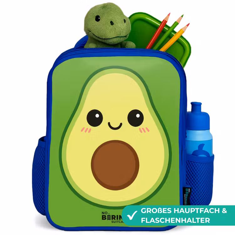 Kawai - Avocado - Groen Kinderrugzak - Blauw middel -inhoud_DE