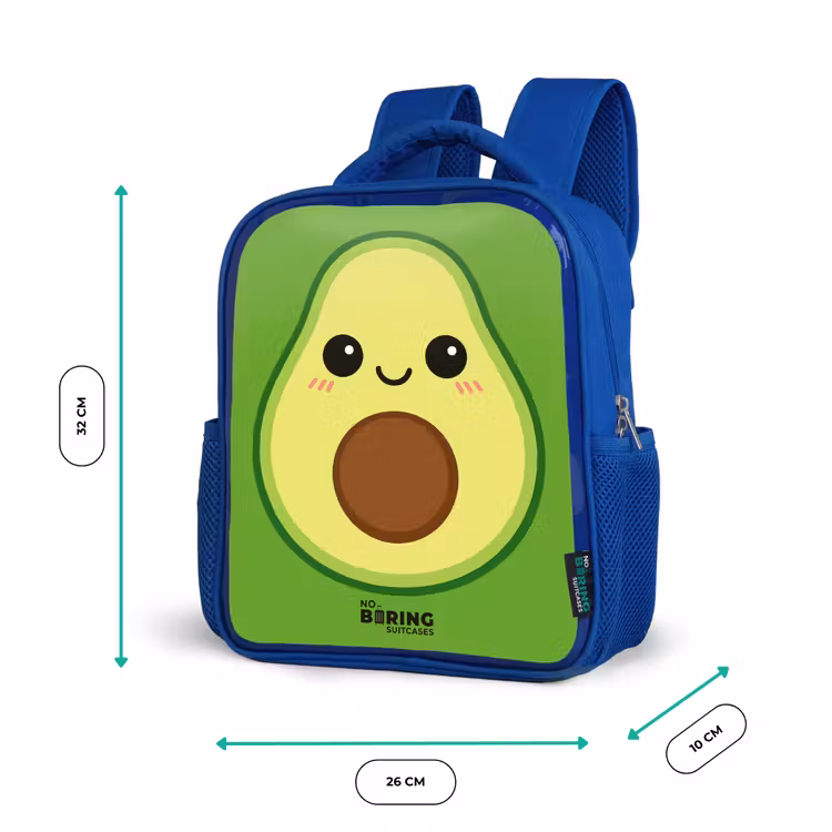Kawai - Avocado - Groen Kinderrugzak - Blauw middel -productfoto_formaten
