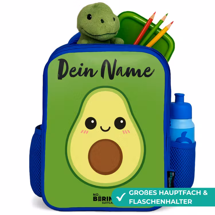 Kawai - Avocado - Groen Kinderrugzak - Blauw middel -inhoud_DE