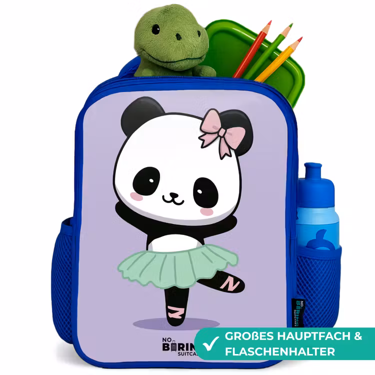 Kawai - Ballet - Panda Kinderrugzak - Blauw middel -inhoud_DE